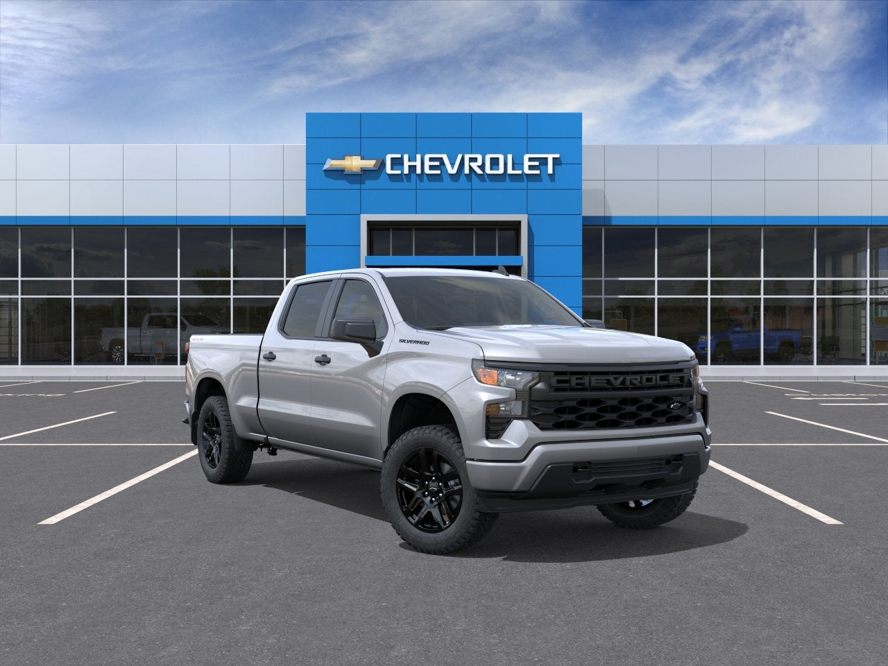 2026 Chevrolet Silverado 1500 Custom in Sterling Gray Metallic — front three-quarter view